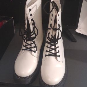 White combat boots for women